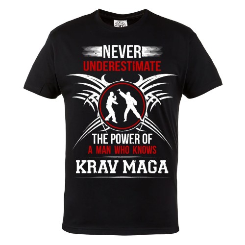 KOSZULKA NEVER UNDERESTIMATE THE POWER OF A MAN WHO KNOWS KRAV MAGA 