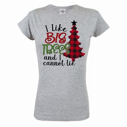 KOSZULKA ŚWIĄTECZNA DAMSKA SANTA I LIKE BIG TREES AND I CANNOT LIE 