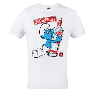 KOSZULKA MĘSKA Z ZABAWNYM NADRUKIEM SMERF SMURFNOFF
