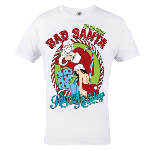KOSZULKA ŚWIĄTECZNA MĘSKA SANTA BAD HAPPY HOLIDAY 